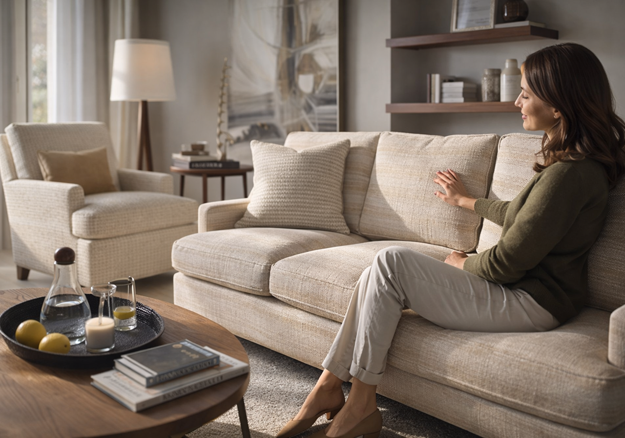 Modern furniture upholstery in living room